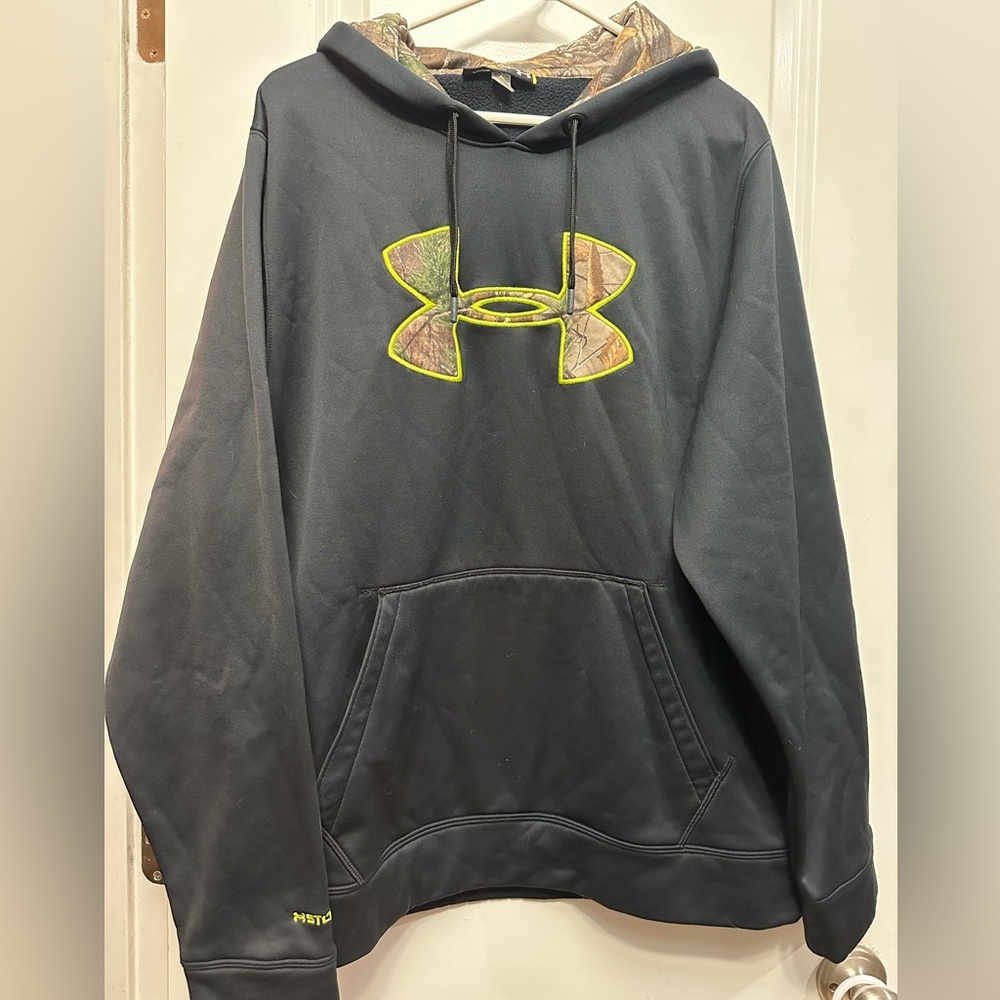 Under Armour Black Hoodie with Camouflage and Yellow Logo